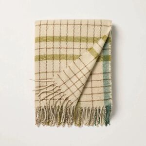 NWT - Hearth & Hand By Magnolia Green Plaid Lightweight Throw Blanket Cozy